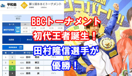 BBCトーナメント2019初代王者は田村隆信選手！レース展開を徹底解説！