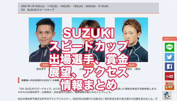 SUZUKIスピードカップ2021(浜名湖G3)アイキャッチ