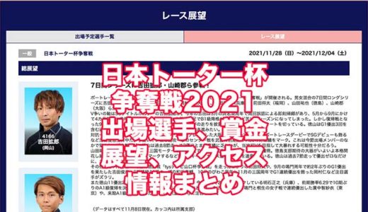 日本トーター杯争奪戦2021(徳山競艇)の予想！速報！出場選手、賞金、展望、アクセス情報まとめ