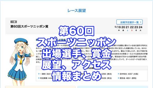 第60回スポーツニッポン賞2022(多摩川競艇)の予想！速報！出場選手、賞金、展望、アクセス情報まとめ
